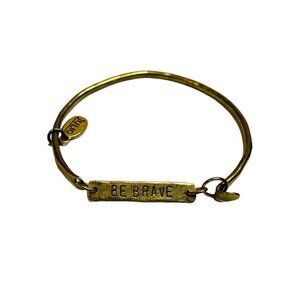 Julio Goldtone Bangle Bracelet "Be Brave" 2.5" Diameter Hook Closure